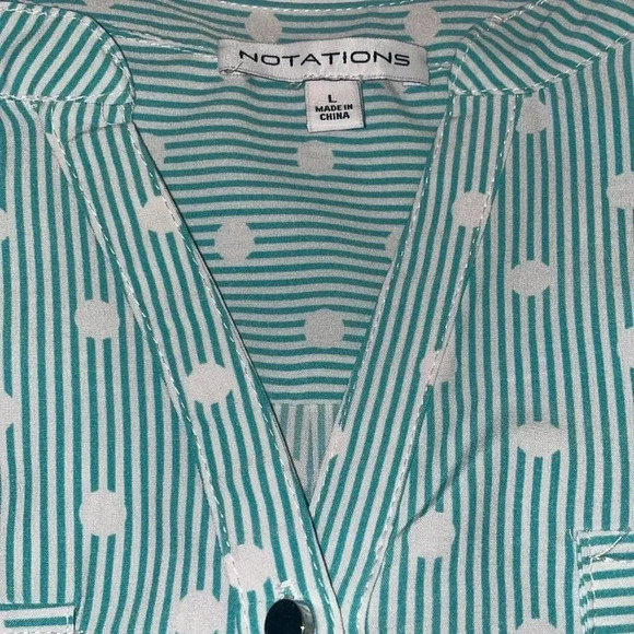 Notations Stripe Polka Dot Button Down Shirt - Picture 5 of 5